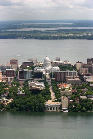Long range view of the Wisconsin State Capitol Building